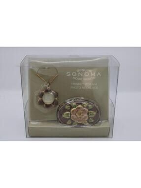NEW Genuine Sonoma Home Goods Trinket Box and Photo Necklace Set